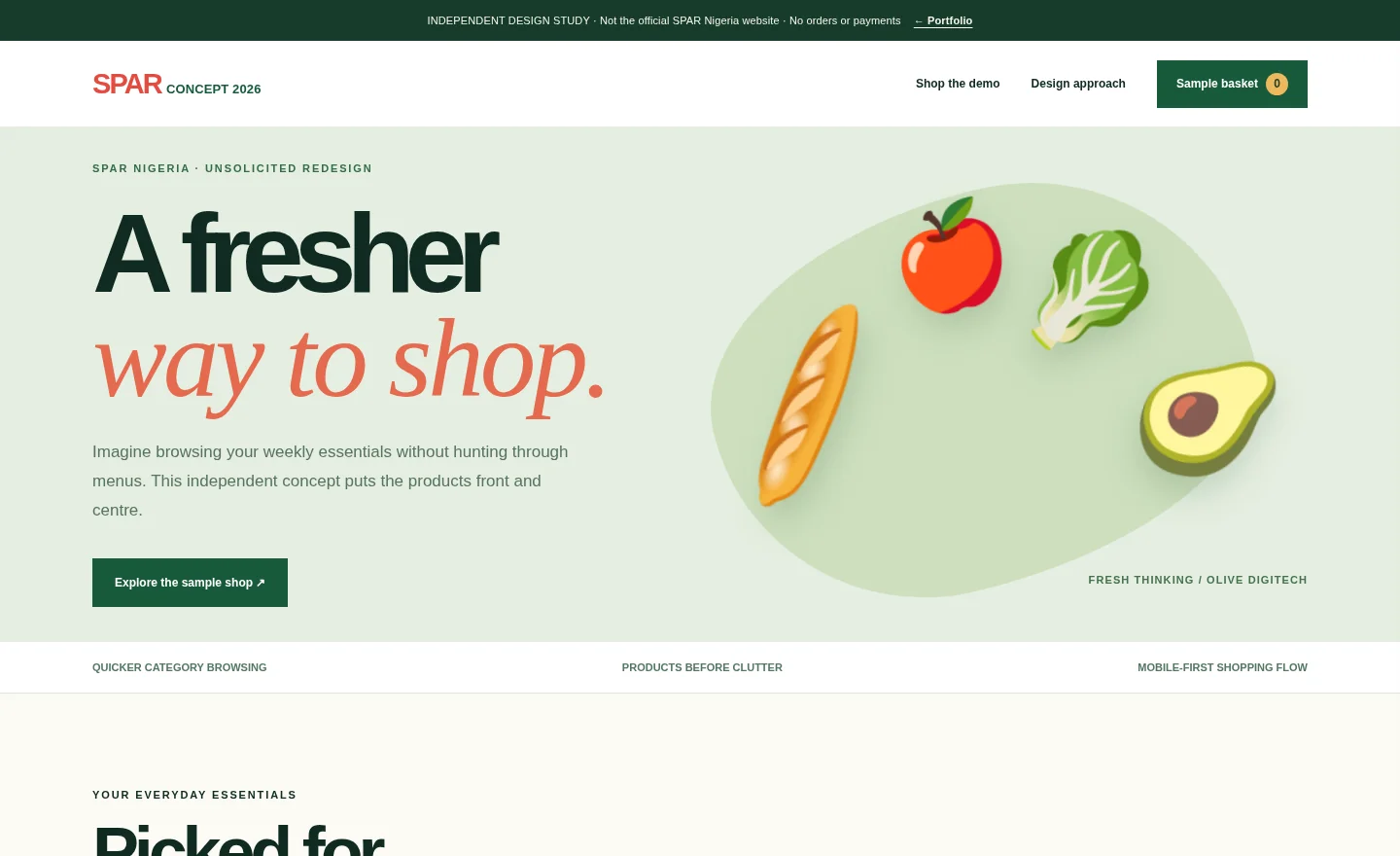 SPAR Nigeria independent grocery shopping website redesign concept